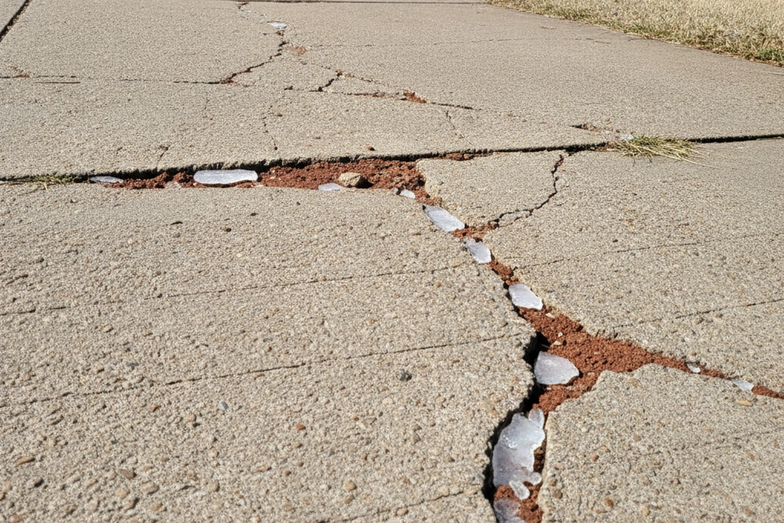 Ice storm concrete damage Ardmore Oklahoma Carter County freeze-thaw winter surface cracking spalling residential driveway
